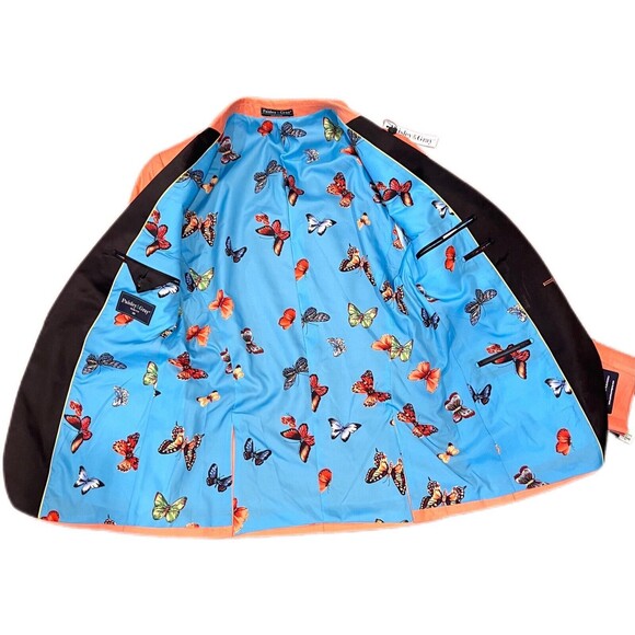 Paisley & Gray Men’s Slim Fit Grosvenor Peak Tuxedo Jacket Blazer Orange 38R - Picture 12 of 15